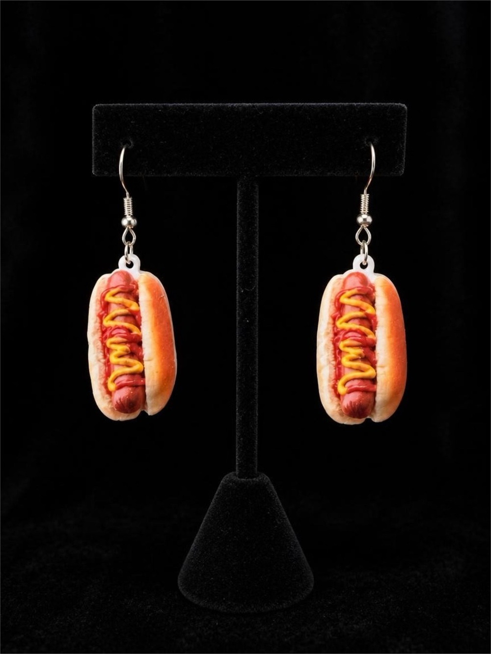 Novelty Hot Dog Acrylic Earrings Hot Dogs with Mustard
